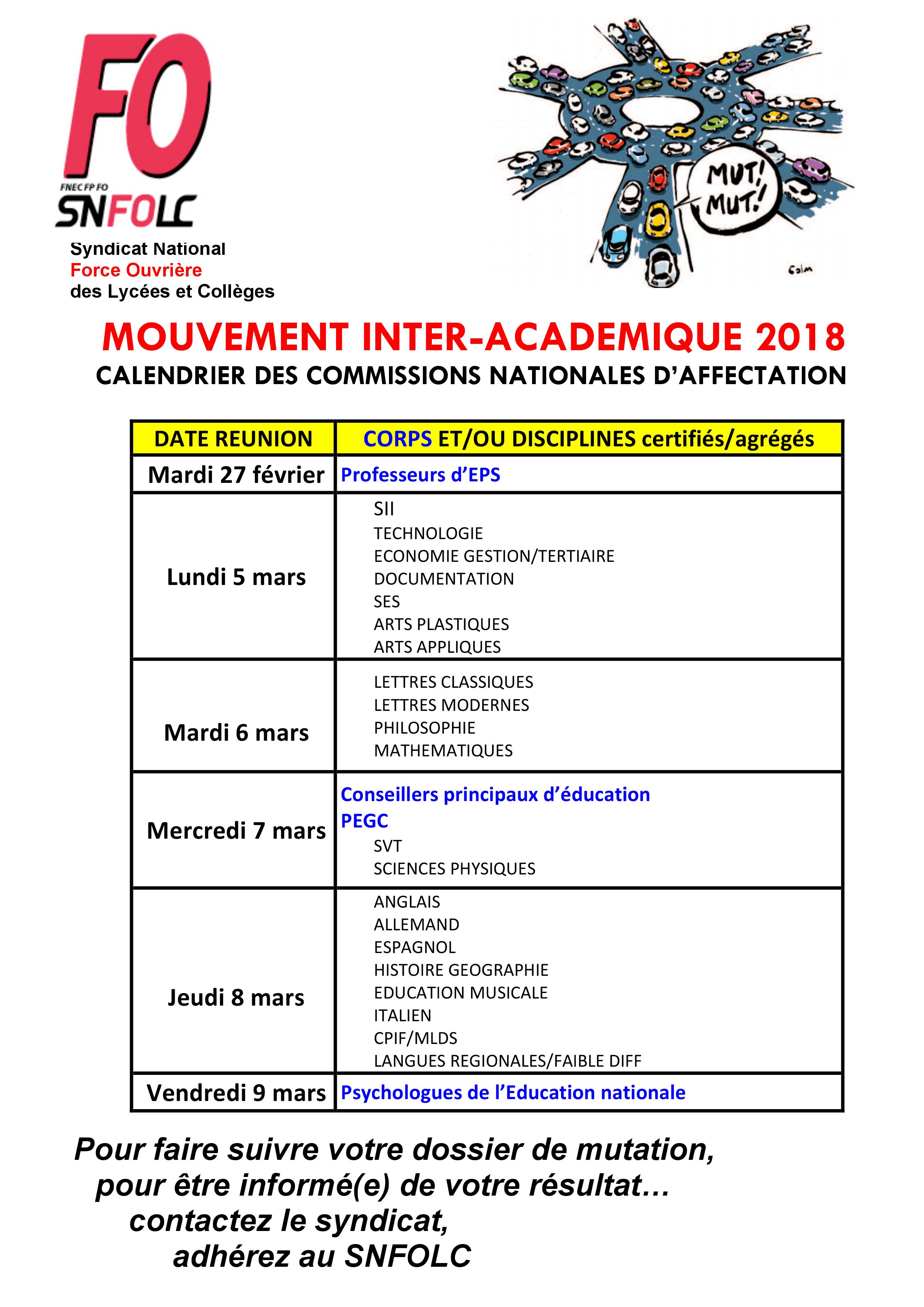 Calendrier Commissions Mouvement Inter Academique Et Barres Provisoires 2018 Fo Lycees Colleges Nancy Metz calendrier mouvement inter académique 2021